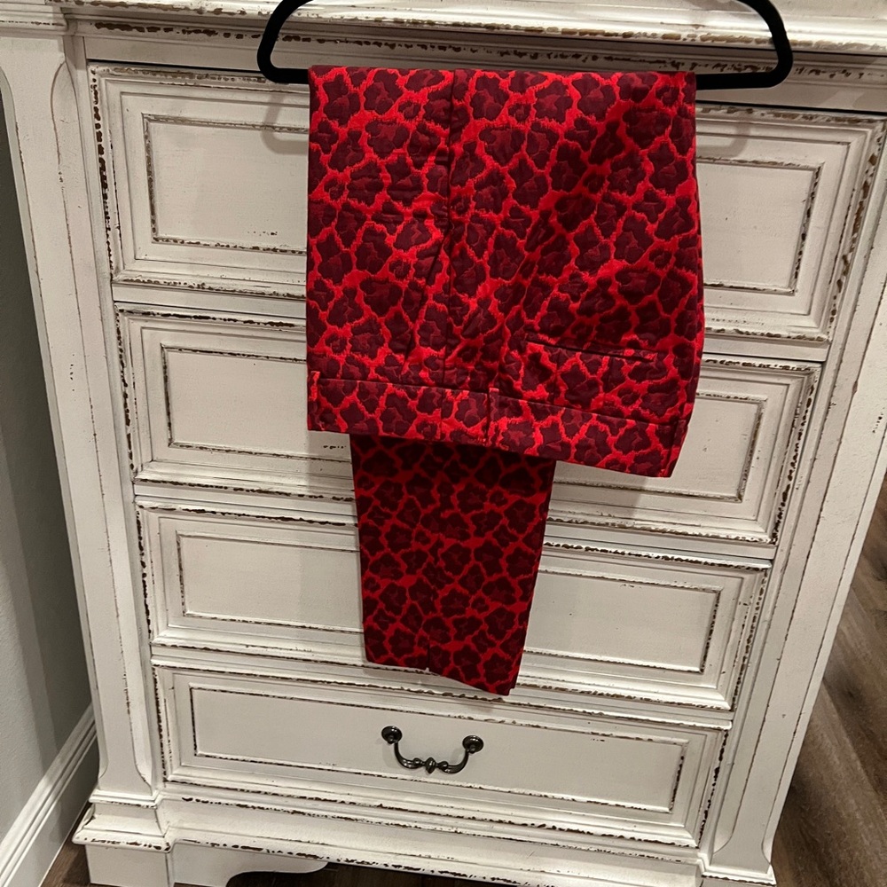 Talbots Red Patterned Women's Trousers